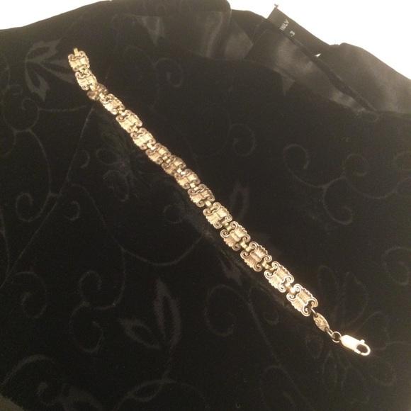 Michael Anthony Sterling With 14K Gold Links Scrollwork Panel Bracelet - Picture 4 of 8